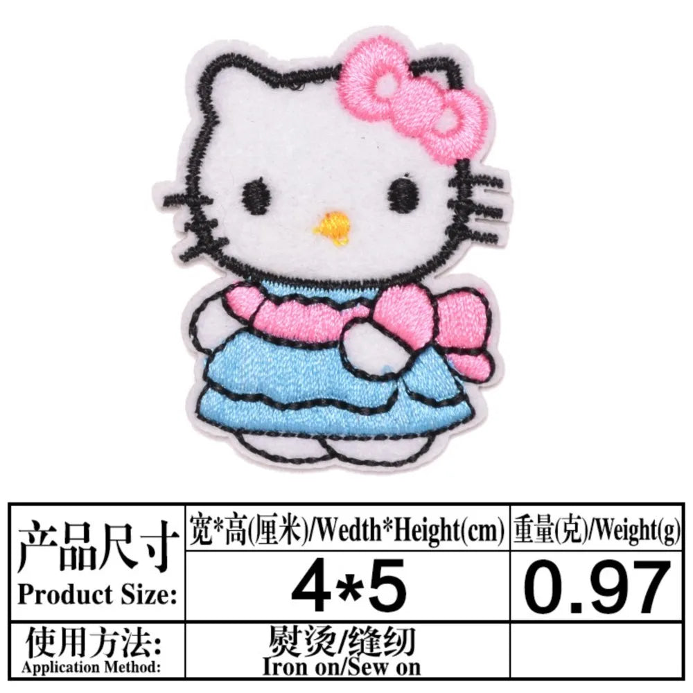 7/15Pcs Hello Kitty Cartoon KT Cat Series For Child Clothes Iron on Embroidered Patches Sew DIY Coat Jeans Applique Sticker