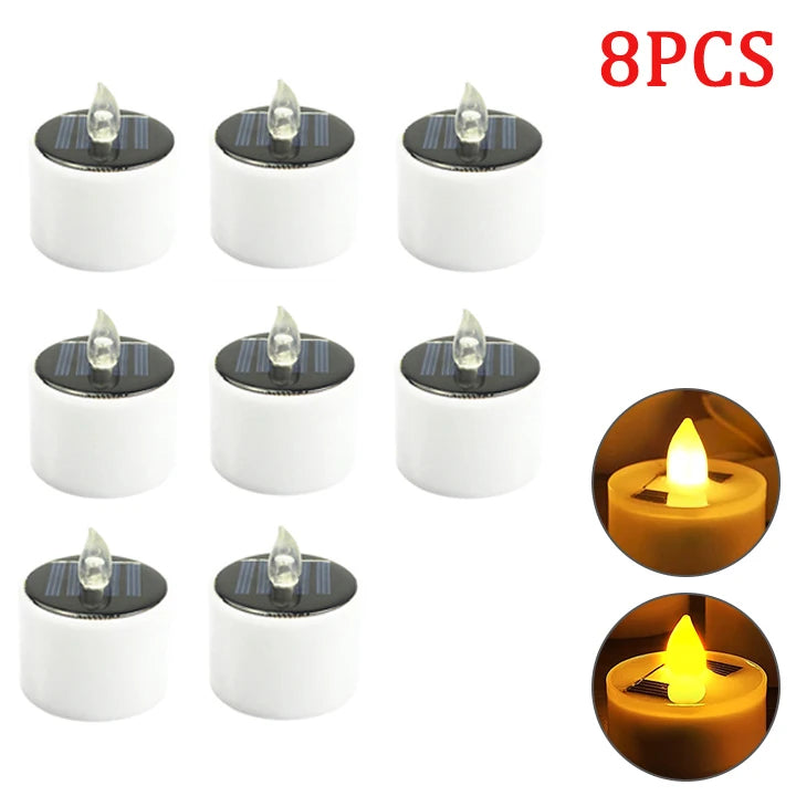 10pcs Solar Tea Light Led Candles Flameless Outdoor Waterproof Solar Tea Lights Rechargeable Candles for Party Garden Home Decor