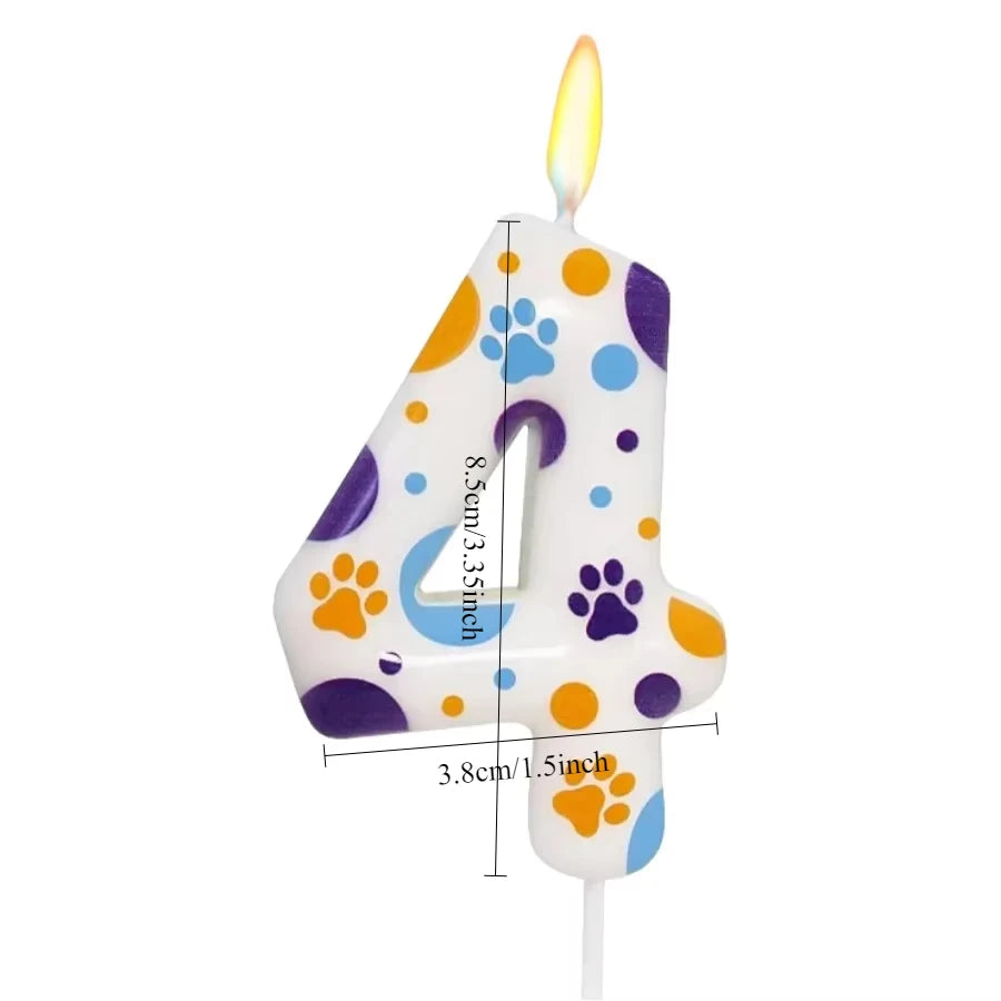 Birthday Candles Birthday Cake Topper Decorations Blue Dog Paw Themed Print Birthday Party Supplies
