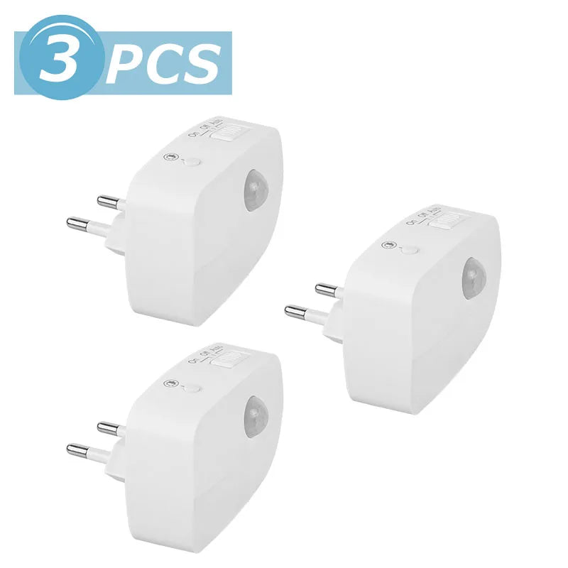 Wireless LED Motion Sensor Night Light - Plug In Auto Detector for Bedroom Staircase Closet 220V