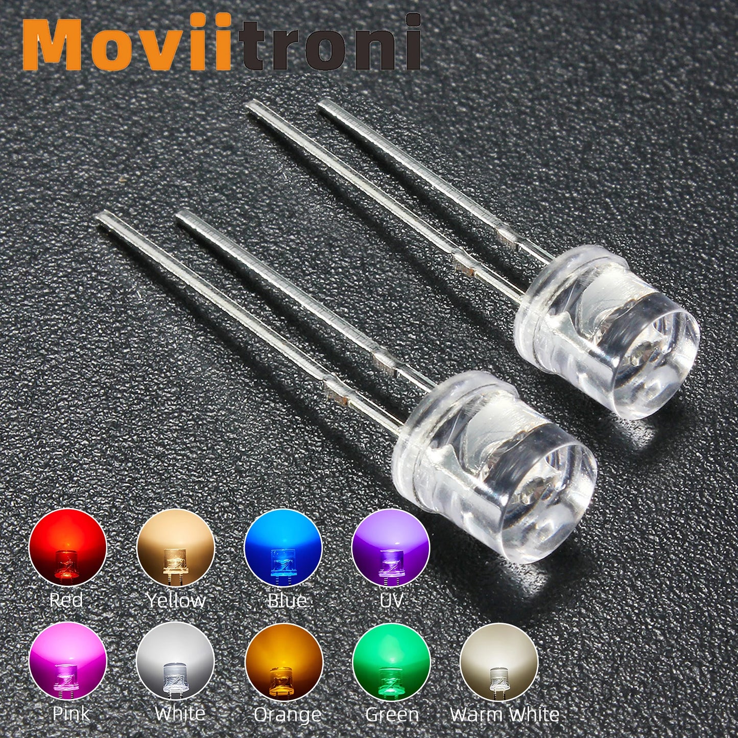 100Pcs 5mm Flat Top LED Diode 9 Colors Lights Bright Bulb Lamps Electronics Components Indicator Light Emitting Diodes