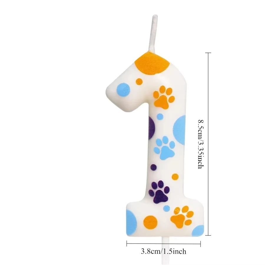 Birthday Candles Birthday Cake Topper Decorations Blue Dog Paw Themed Print Birthday Party Supplies