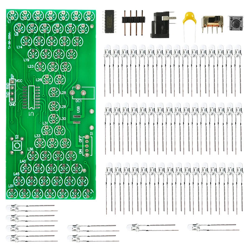 5V Electronic Hourglass DIY Kit Funny Electric Production Kits Precise With LED Lamps Double Layer PCB Board 84*40mm