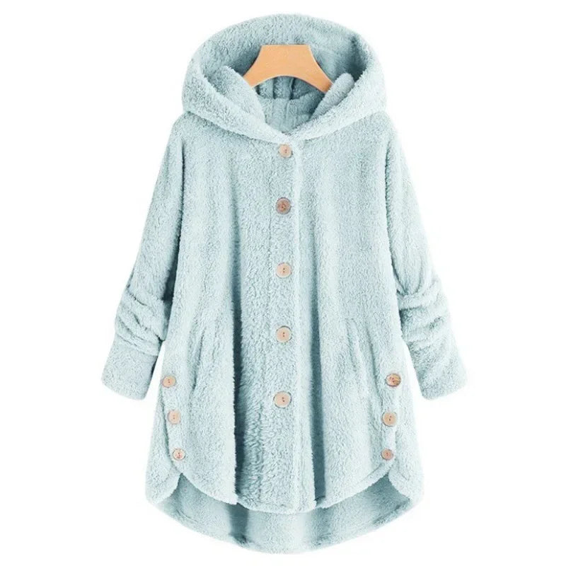 Autumn Winter Coat Women Warm Teddy Bear Coat Wool Jacket Female Plush Coat Hooded Jacket New Women's Coats Solid Color Jacket