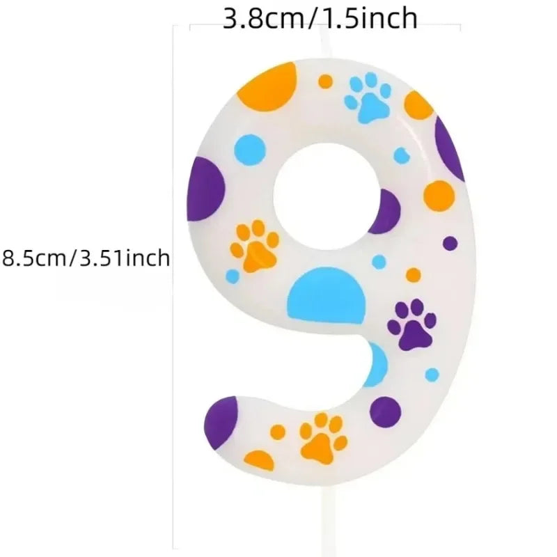 Birthday Candles Birthday Cake Topper Decorations Blue Dog Paw Themed Print Birthday Party Supplies