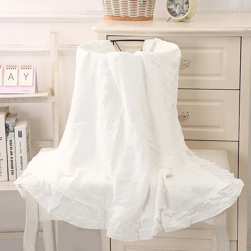 Organic Cotton Baby Blankets Newborn Muslin Swaddle Baby Wrap Gauze Ruffle Blanket Bedding Items Babies Accessories