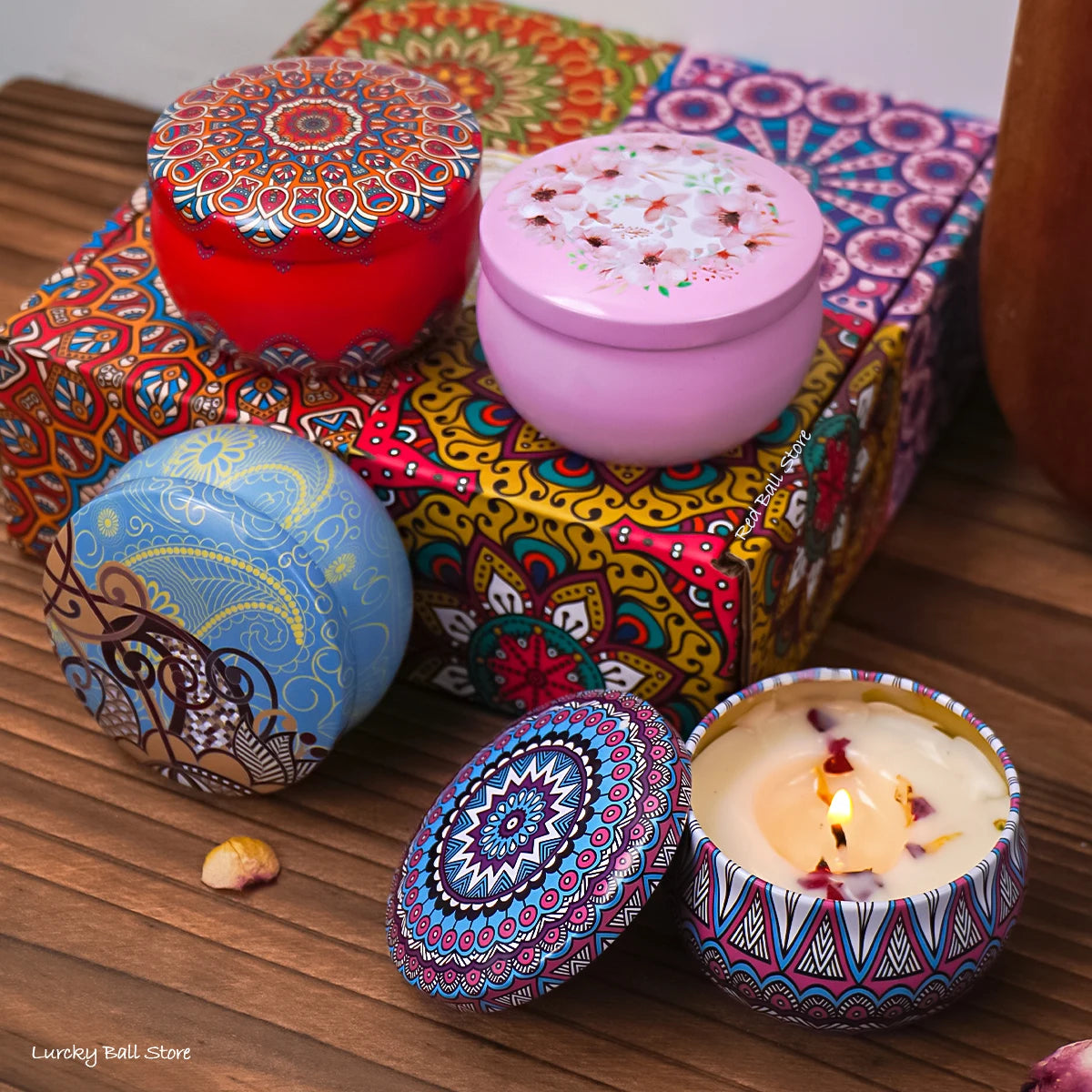4Pcs Scented Candle Set Gift - Islamic Arabian Patterns Fragrance Jar Smokeless Romantic Incense Candles