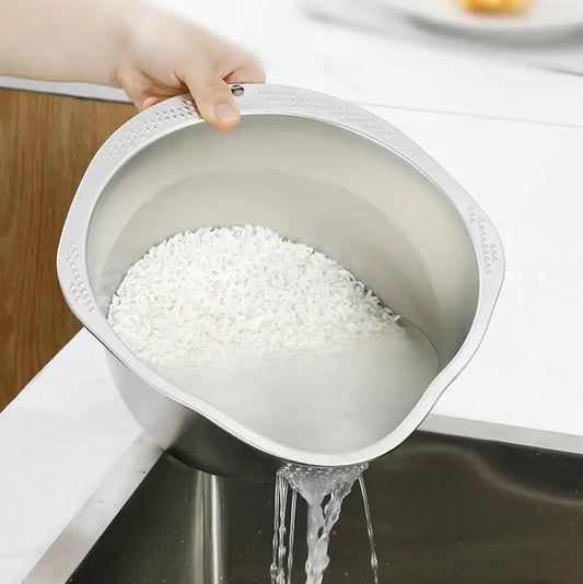 Rice Washer Strainer Bowl Stainless Steel 304 Rice Washing Bowl Rice Sieve Colander Fruit And Vegetable Strainer Kitchen Tools