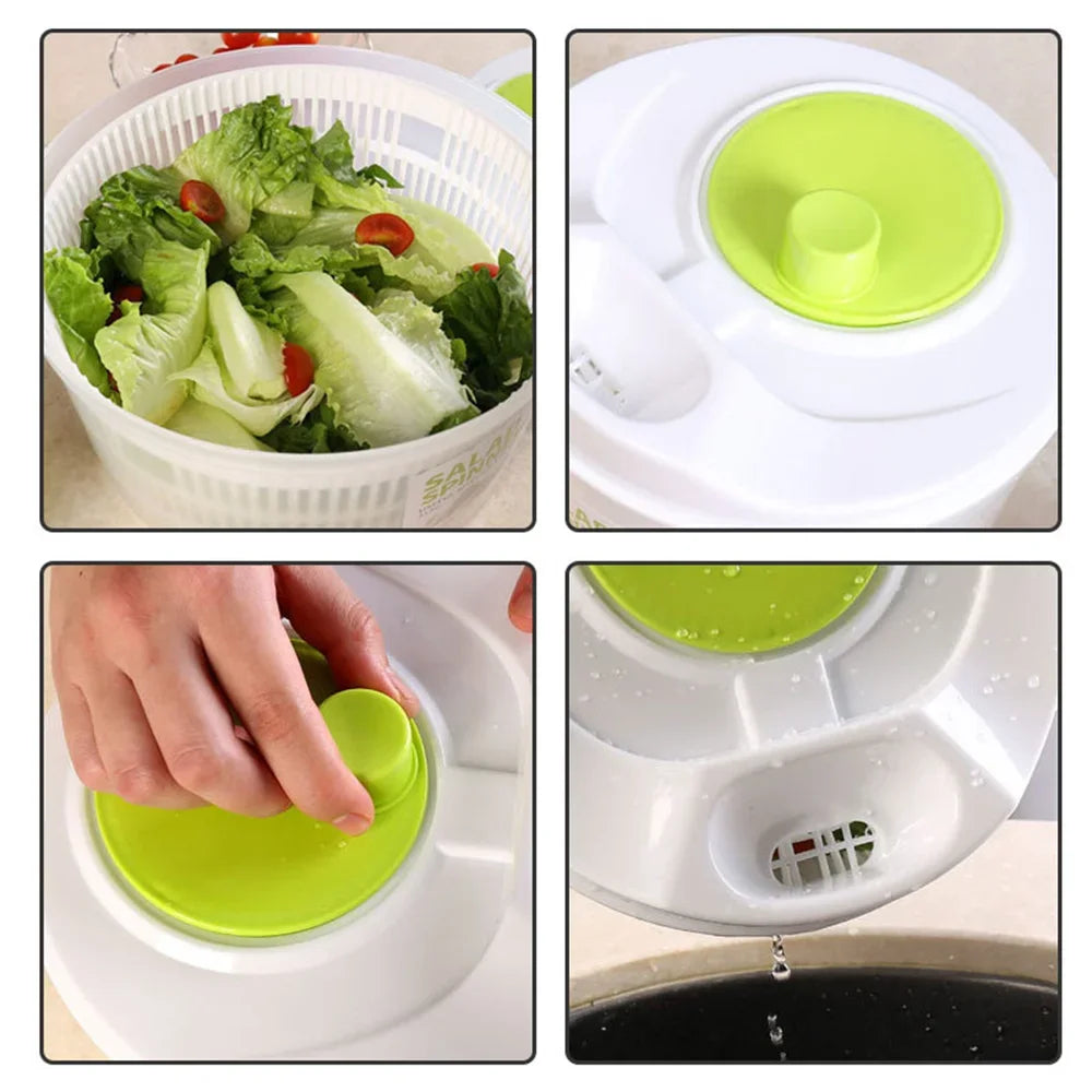 Salad Spinner Vegetable Dryer - Manual Lettuce Fruit Drainage Basket Dehydrator Kitchen Tool