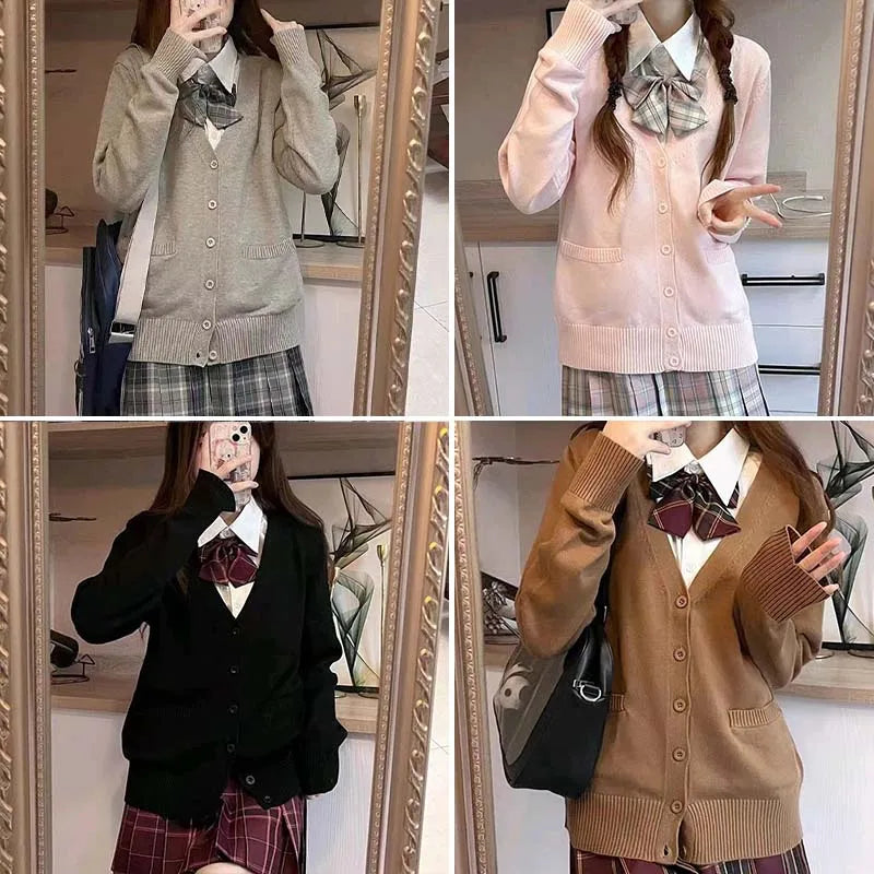 Mikasa pink cardigan sweater with the same style, Anime character COS knitted sweater, original JK uniform sweater jacket
