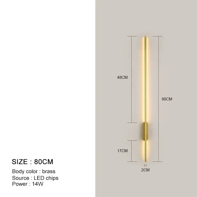 Modern Long LED Wall Lights for Bedroom Bedside Black Wall Lamps Living Room Background Decoracion Hallways Interior Sconce