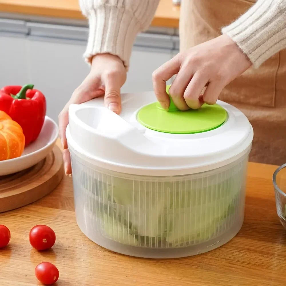 Salad Spinner Vegetable Dryer - Manual Lettuce Fruit Drainage Basket Dehydrator Kitchen Tool