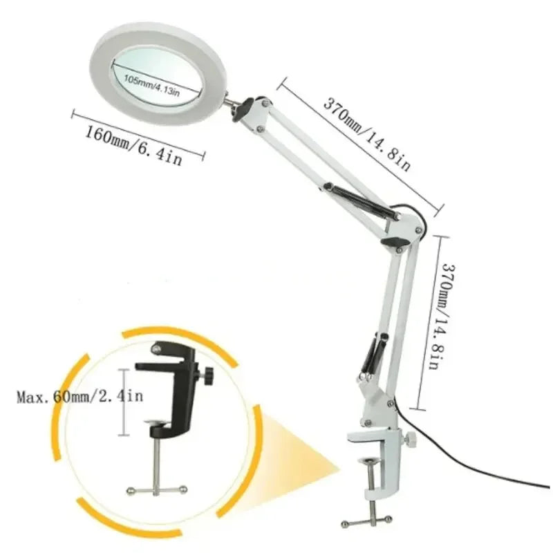 72LED Illuminated Magnifier 8X/10X - USB 3 Color LED Magnifying Glass Desk Lamp for Soldering Repair