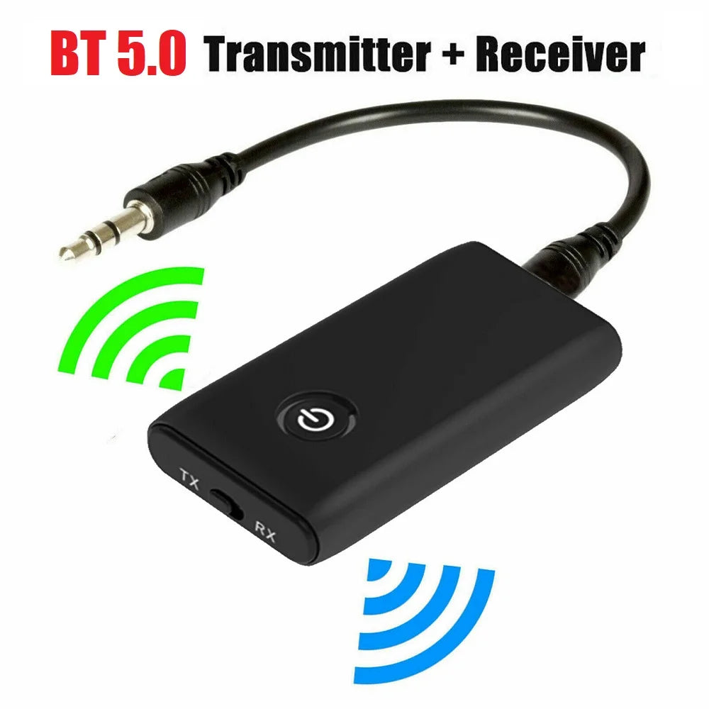 Wireless Bluetooth 5.0 Transmitter Receiver - Rechargeable 3.5mm AUX HiFi Audio Adapter TV PC Car