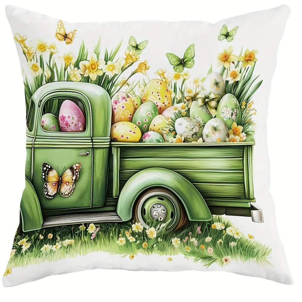 Easter Pattern Home Decor Pillow Cover Bedroom Living Room Sofa Decoration Polyester Cushion Cover with Zipper