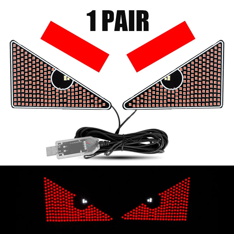 Car Back Window expression lights LED Strips Light Panel Car Windshield Display Devil's Eye Decorative Lamps USB Plug Lighting