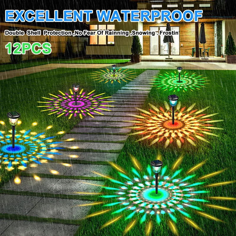 Solar Outdoor Lights New Garden Lamps Powered Waterproof Landscape Path for Yard Backyard Lawn Patio Decorative LED Lighting