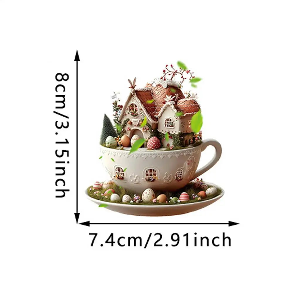 Christmas Coffee Cup Ornaments - Hot Cocoa Mug Tree Hanging Xmas Navidad 2025 Party Decor