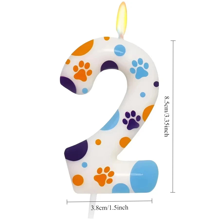 Birthday Candles Birthday Cake Topper Decorations Blue Dog Paw Themed Print Birthday Party Supplies