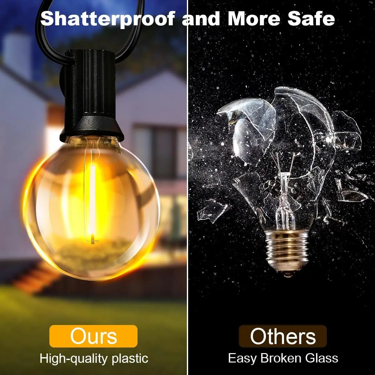 30M G40 LED Globe String Lights Outdoor, IP65 Plastic Bulbs, Balcony Garland Fairy Lamps for Wedding Christmas Party Decoration