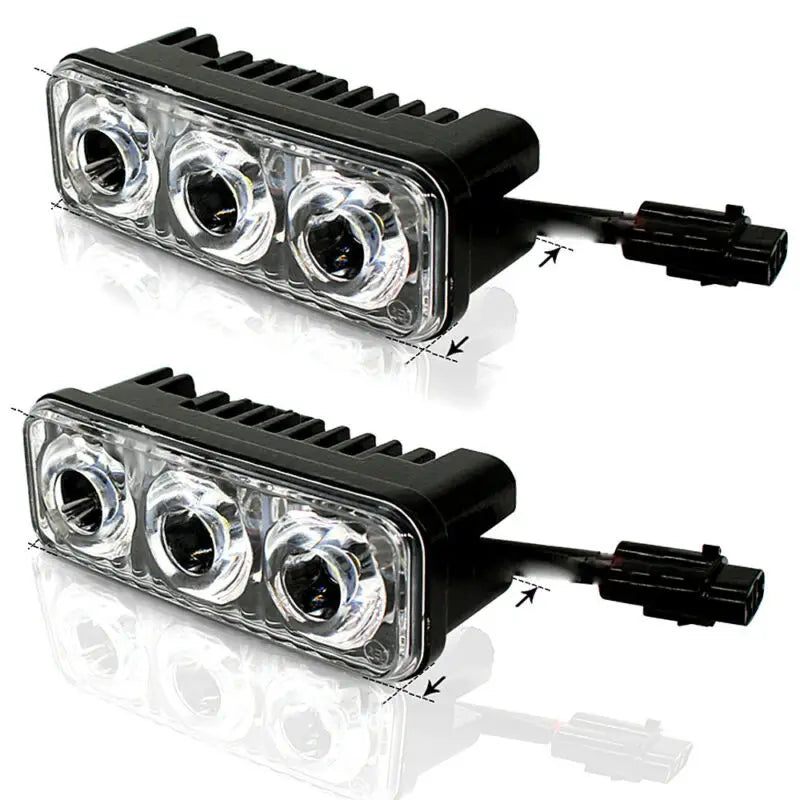 2Pcs Car 3LED Super White High Power Work Lights 6000K~7000K DRL Daytime Running Lights Universal LED Fog Lamps Car Accessories