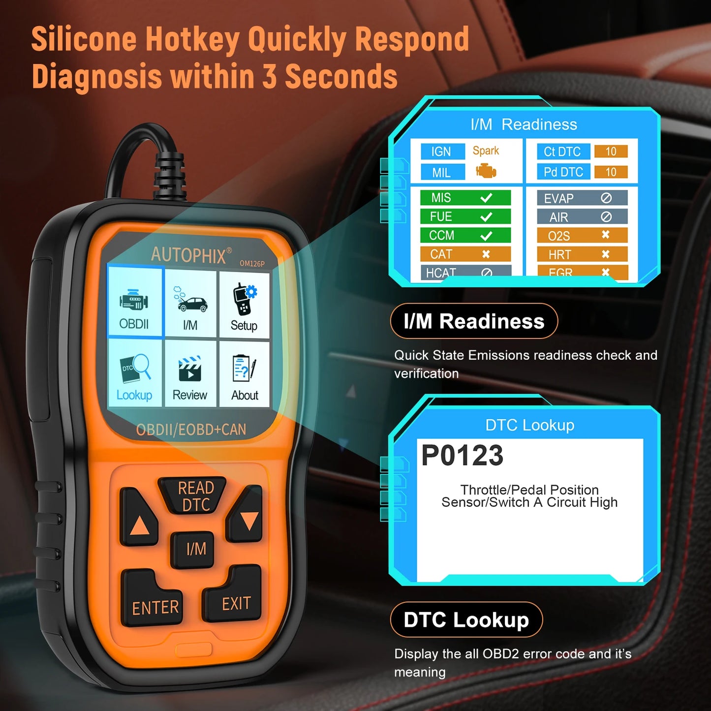 Autophix OM126P Professional OBD2 Scanner - Car Code Reader EOBD JOBD Diagnostic Tool 2025