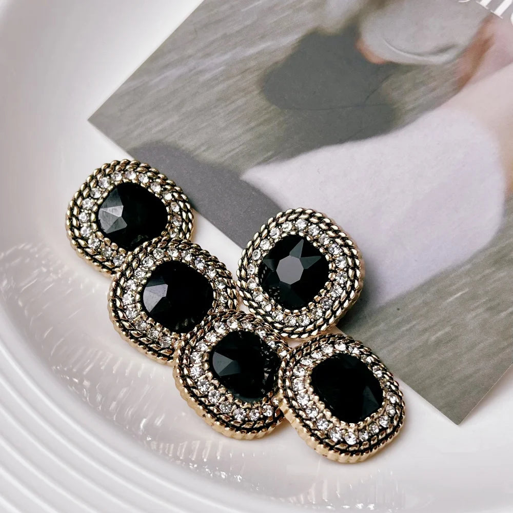 5 Pieces Retro High -end Diamond Buckle Square Metal Buttons Fashion Ladies Coat Sweater Decoration Handmade Sewing Buttons