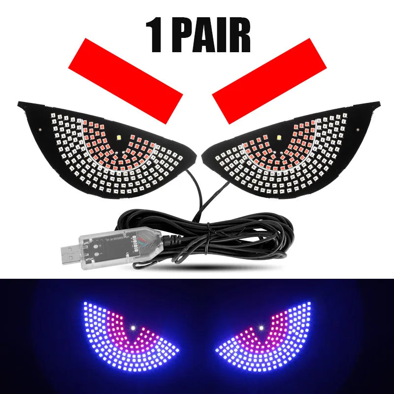 Car Back Window expression lights LED Strips Light Panel Car Windshield Display Devil's Eye Decorative Lamps USB Plug Lighting