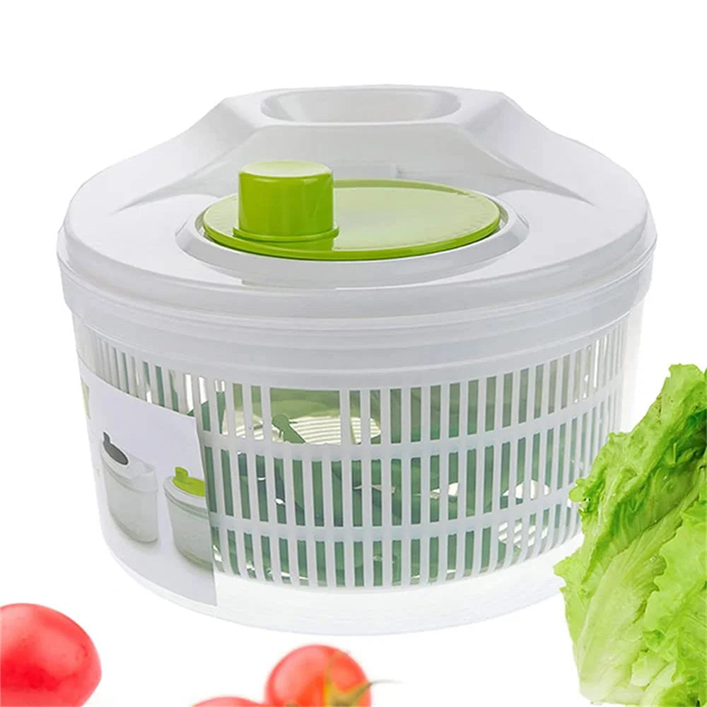 Salad Spinner Vegetable Dryer - Manual Lettuce Fruit Drainage Basket Dehydrator Kitchen Tool