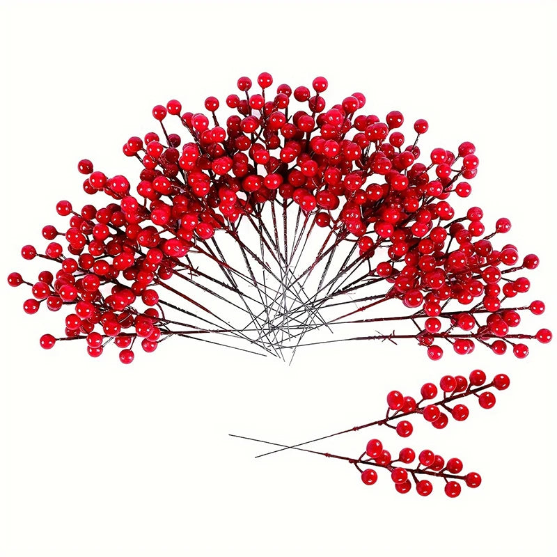 Christmas Red Berry Branches 5/10/20PCS - Cherry Stamen Home Decor Xmas Wedding Flowers