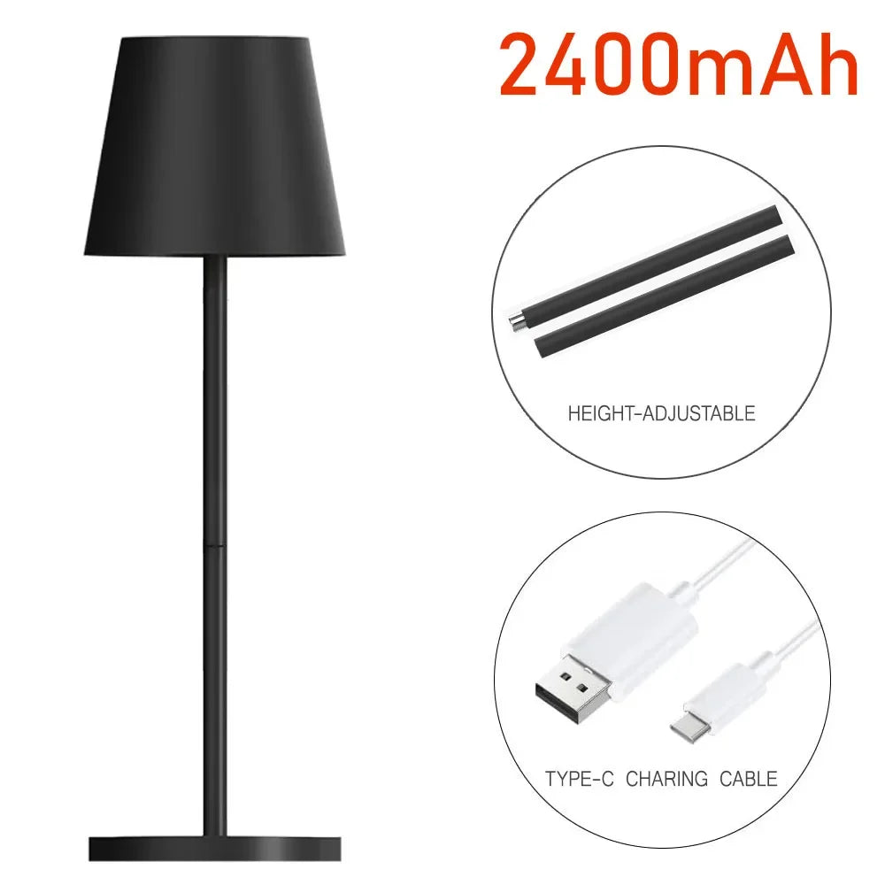 Rechargeable LED Table Lamp Touch Switch 3 Levels Dimmable Desk Lights Bar Club Dinner Creative Decorative Ambient Lighting