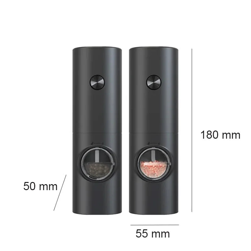Electric Automatic Salt and Pepper Grinder Set with LED Light - Adjustable Spice Mill Kitchen Tools