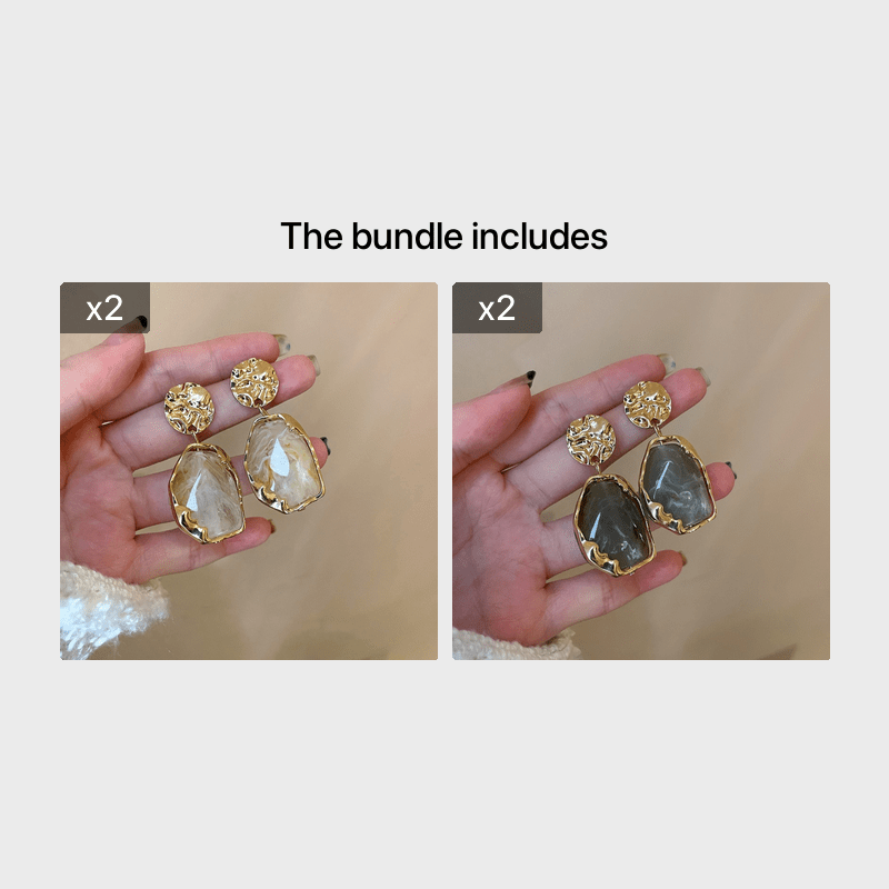 A pair of resin geometry earrings Fashion earrings Vintage irregular pendants temperament studs