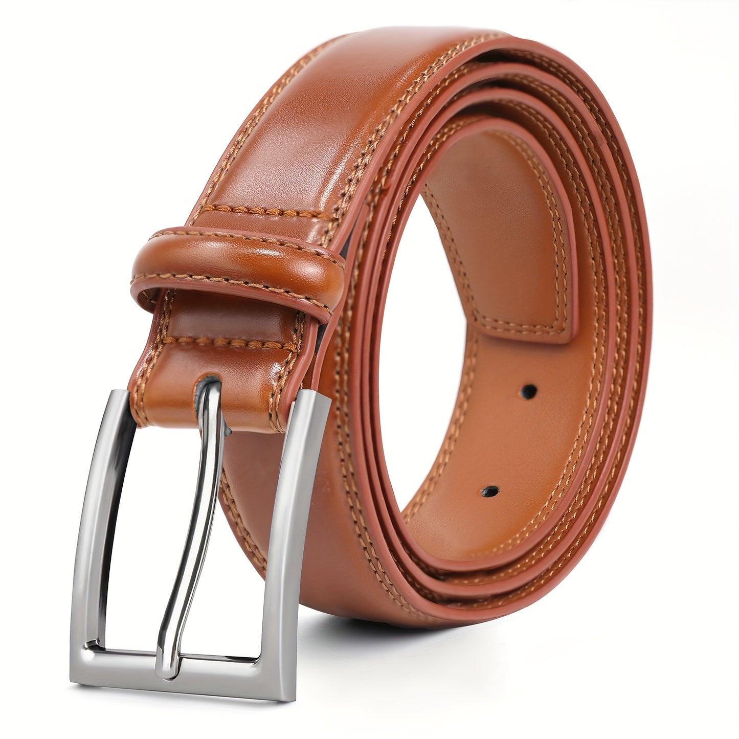 Men's Leather Belt, Fashion & Classic Casual Belt with Single Prong Buckle for Jeans, Pants, Work And Business, Gift for Dad & Husband