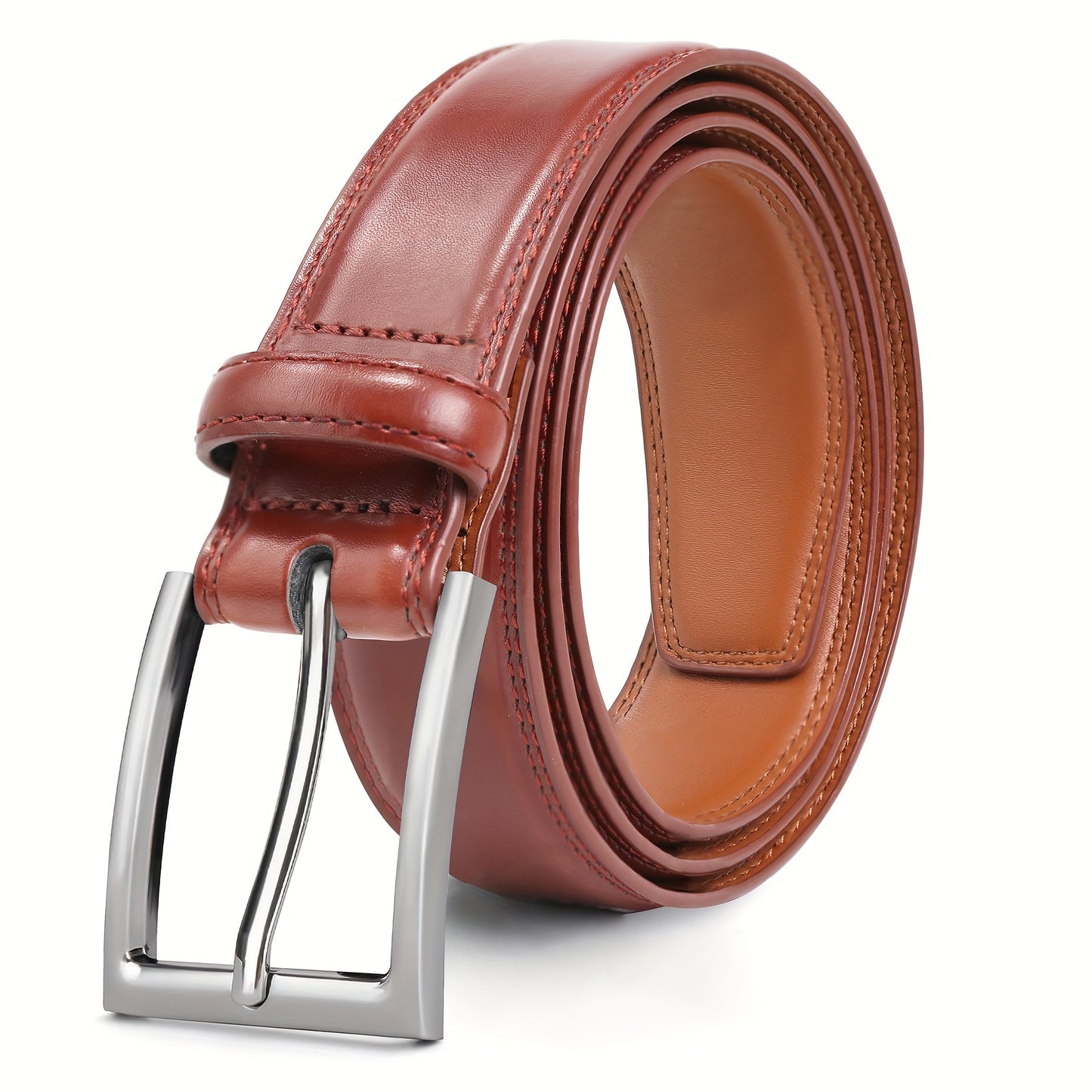 Men's Leather Belt, Fashion & Classic Casual Belt with Single Prong Buckle for Jeans, Pants, Work And Business, Gift for Dad & Husband