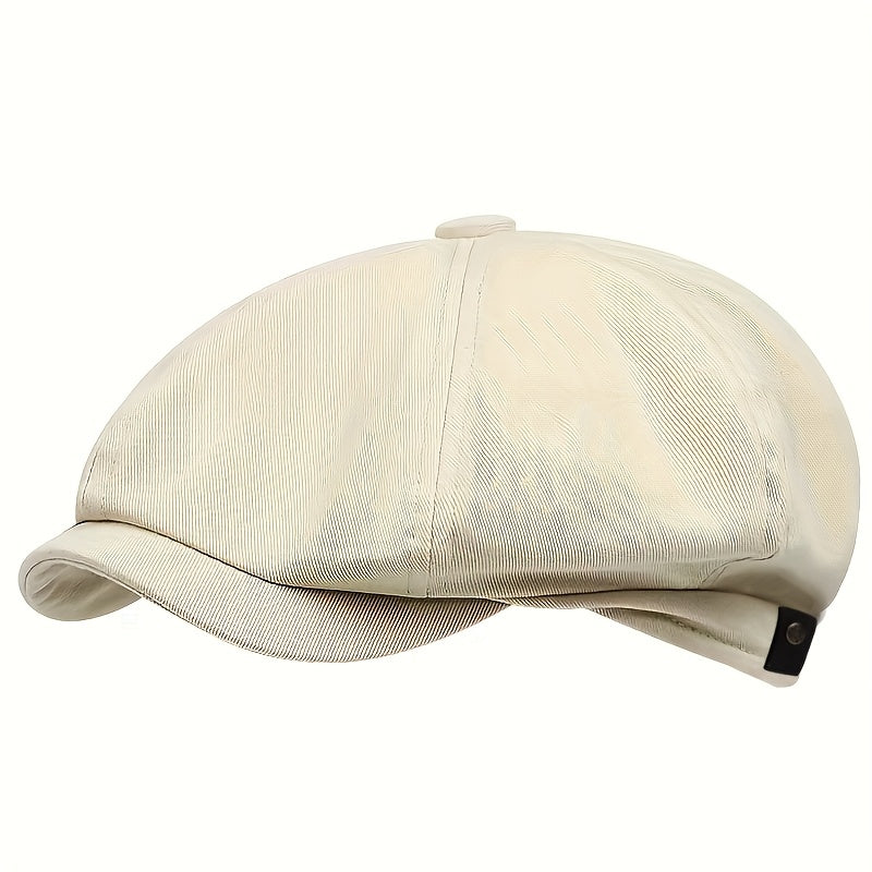 Men&Apos;S Retro Herringbone Flat Cap - Black Casual Beret with Vintage Style, Knitted Polyester, Perfect for Valentine&Apos;S Day, Everyday Headwear | Vintage Flat Cap | Knitted Texture