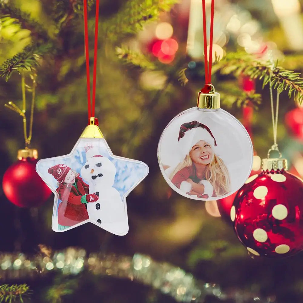 Christmas Tree Hanging Ball Decoration - DIY Photo Ball Star Shape Round Ornament Xmas Party