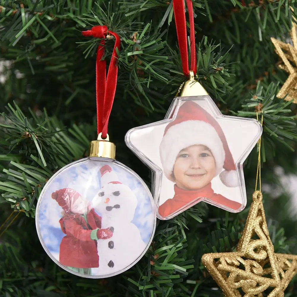 Christmas Tree Hanging Ball Decoration - DIY Photo Ball Star Shape Round Ornament Xmas Party