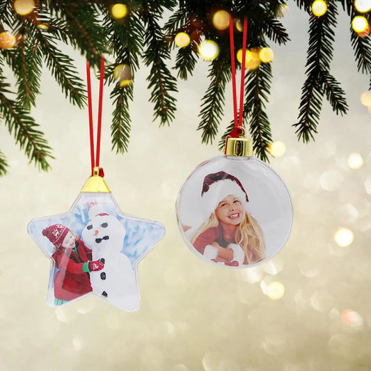 Christmas Tree Hanging Ball Decoration - DIY Photo Ball Star Shape Round Ornament Xmas Party