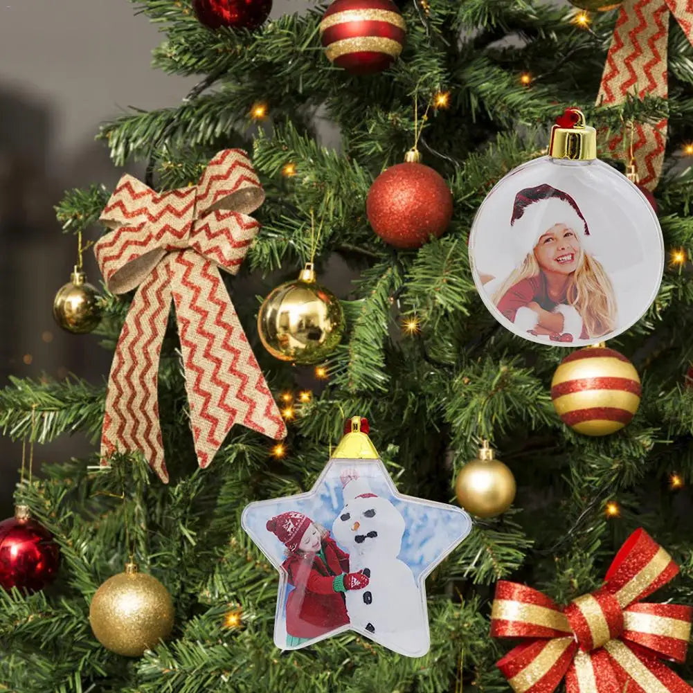 Christmas Tree Hanging Ball Decoration - DIY Photo Ball Star Shape Round Ornament Xmas Party