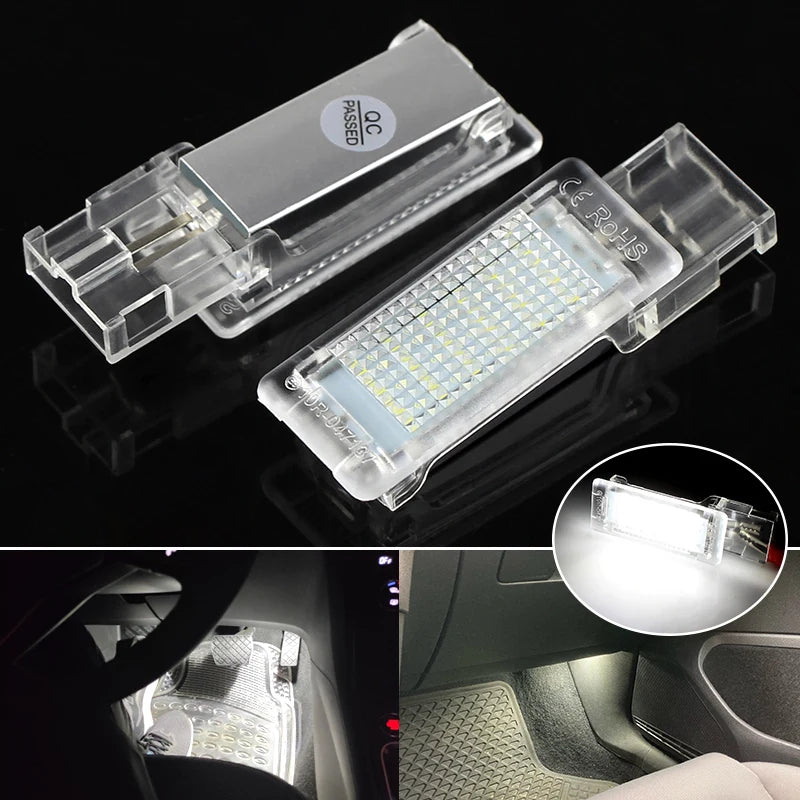 LED Footwell Light Luggage Compartment Glove Box Lamps - For VW Passat Golf Seat Skoda (2pcs 6000K)