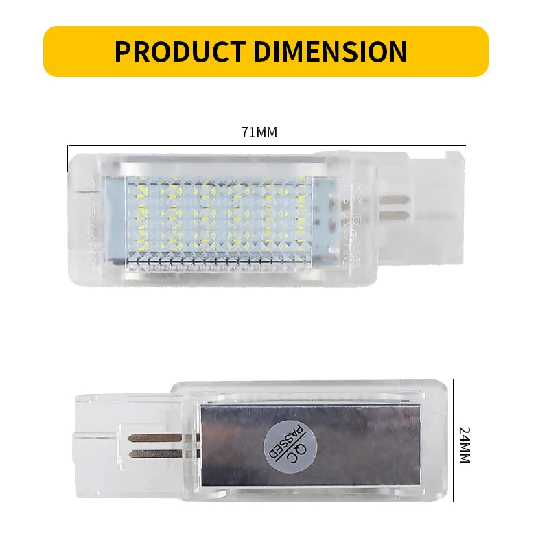 LED Footwell Light Luggage Compartment Glove Box Lamps - For VW Passat Golf Seat Skoda (2pcs 6000K)