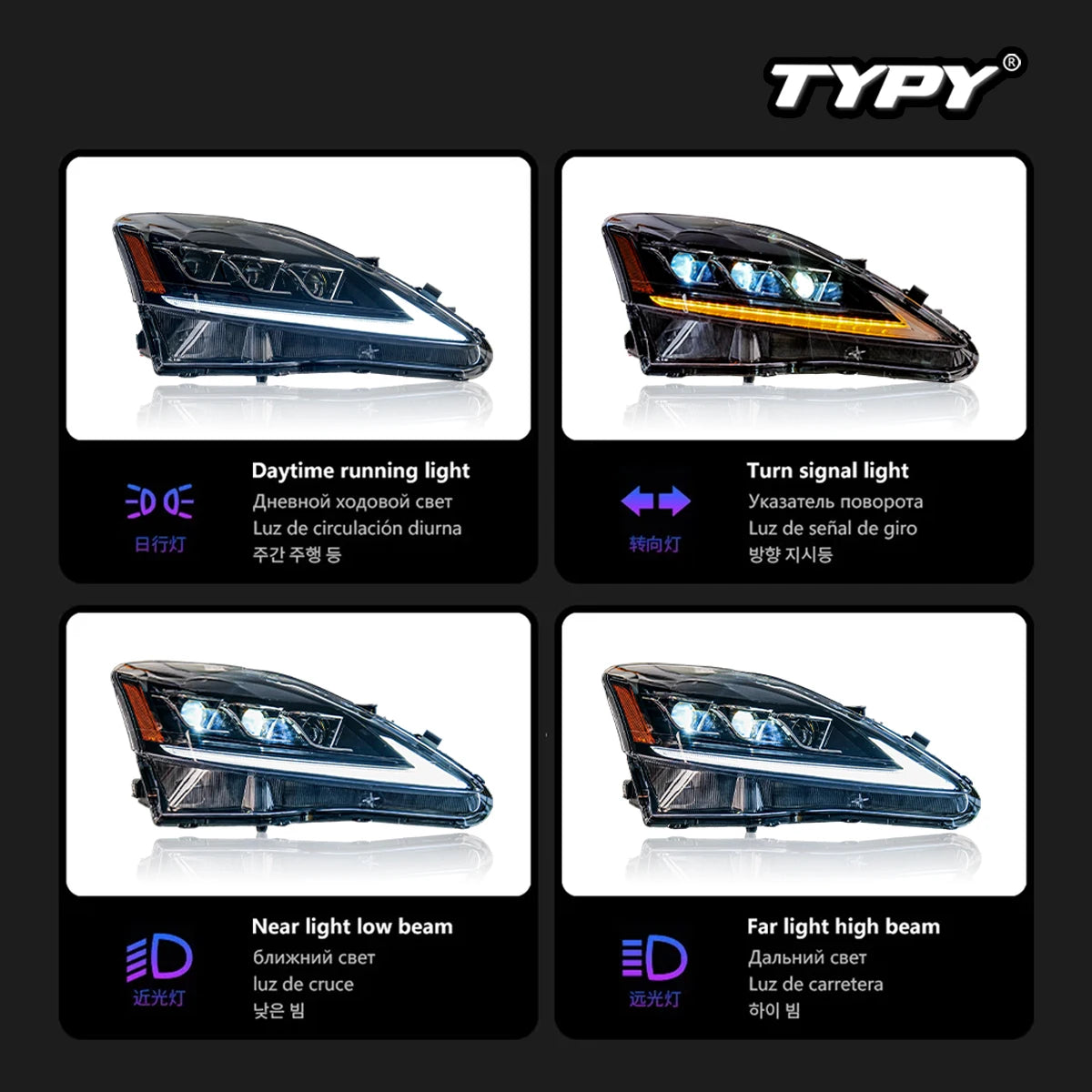 TYPY Car lights For Lexus IS250 IS350 Headlight 2006-2012 LED Projetor head Lamp Daytime Running Light Automotive Accessories