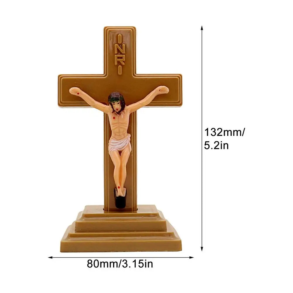 Luminous Church Crucifix Figurine - Glow in Dark Jesus Christ Stand Cross Wall Decoration