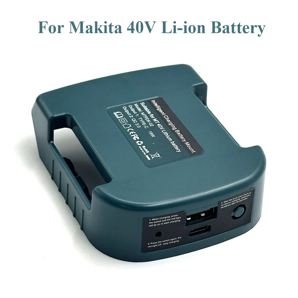 Makita Battery Holder 18V/40V - USB Type-C Adapter Charger for BL1840 BL1850 BL1860 Fast Charging