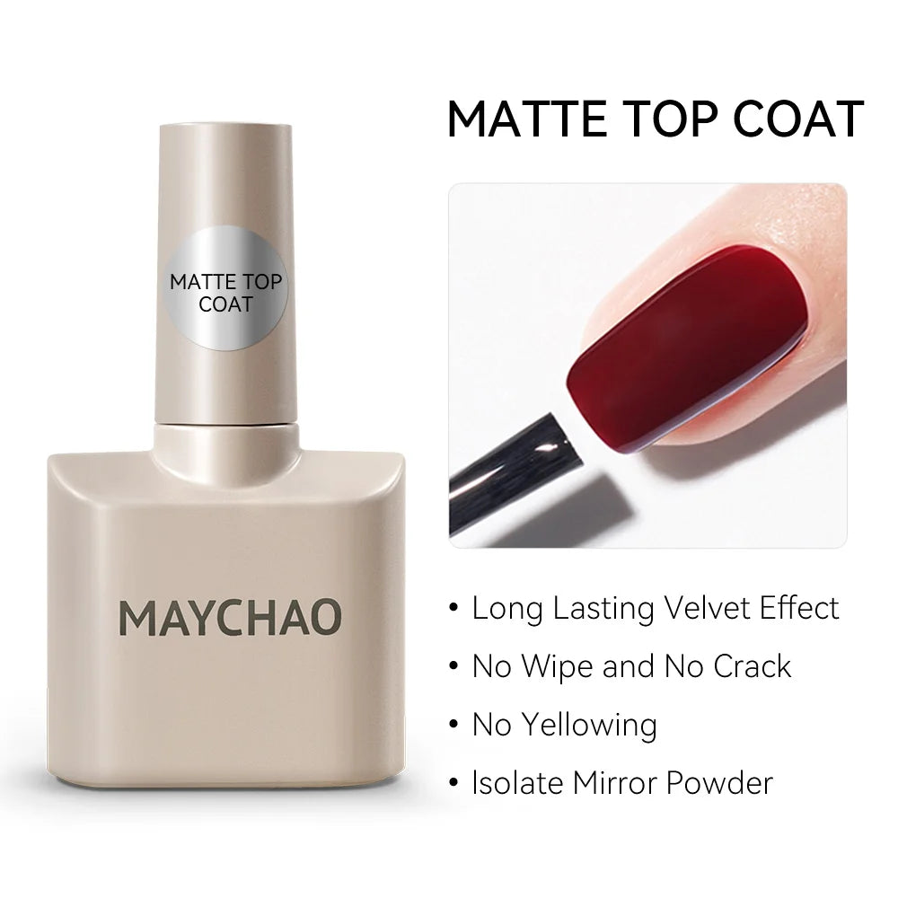 MAYCHAO Nail Gel Polish No Wipe Top Coat Base Coat Primer UV LED 12ml Enhancer Varnish Soak Off Semi Permanent Nail Art Varnish