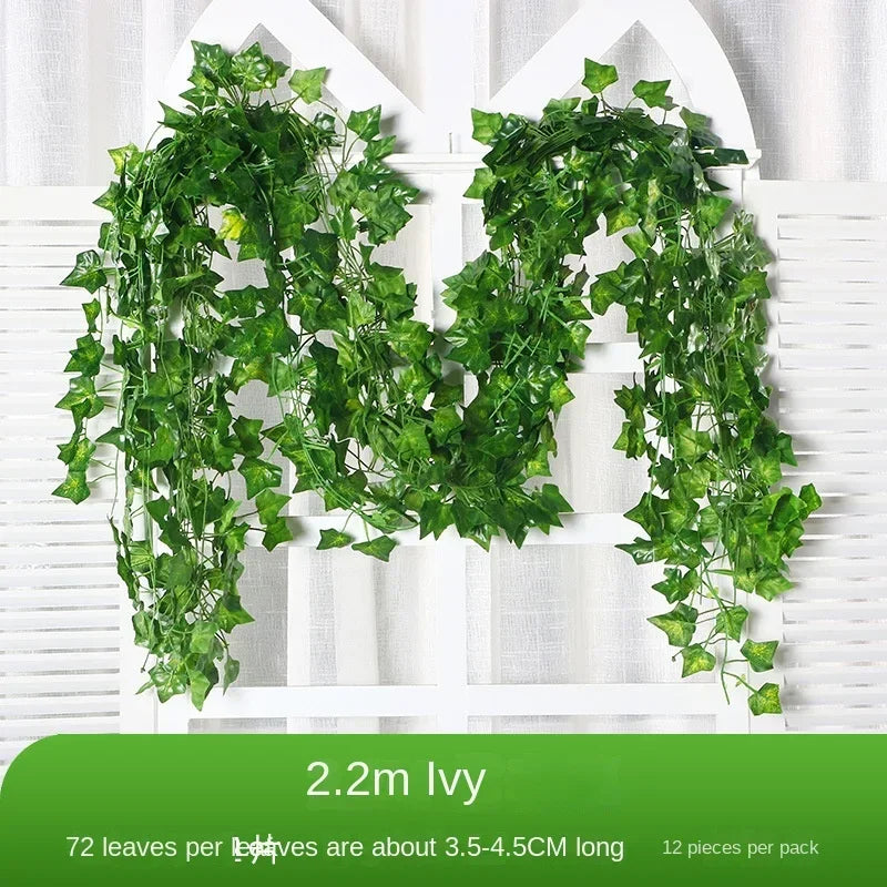 1/6pcs 2.2M Artificial Plant Green Leaves Ivy Wall Hanging Vine Plants Wedding Home Decor Garden DIY Garden Decoration