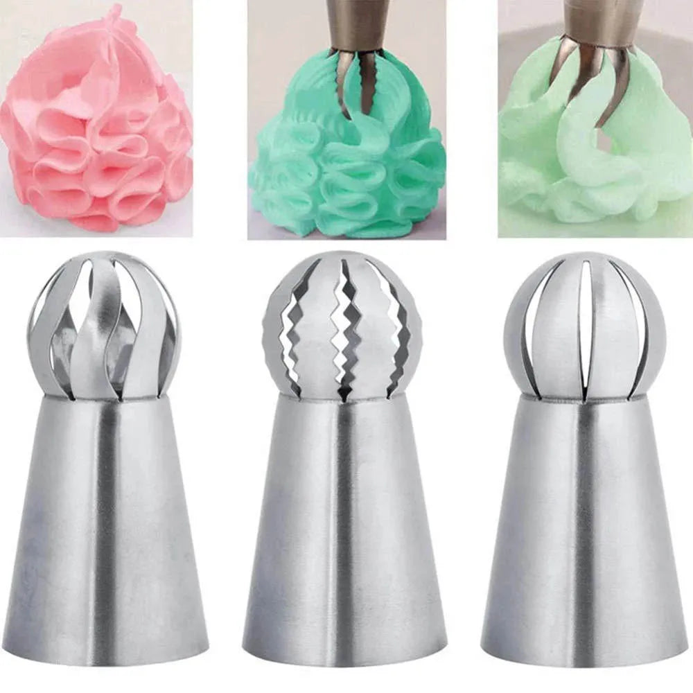 3pcs Stainless Steel Pastry Tip Torch Icing Nozzle Tips For Frosting Cupcake Cake Decorating Puff Making Baking Kitchen Tools