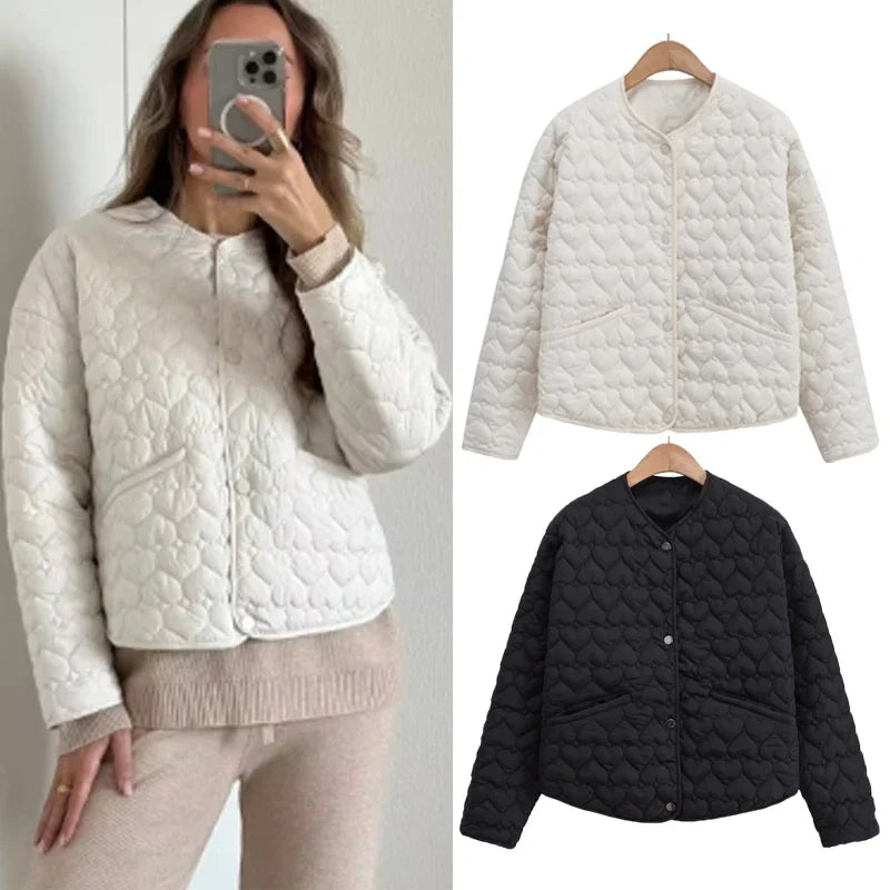 HXAO 2024 Women's Winter Jacket Autumn Outerwears Quilted Jacket Woman Coat Black White Lightweight Padded Jackets Parkas