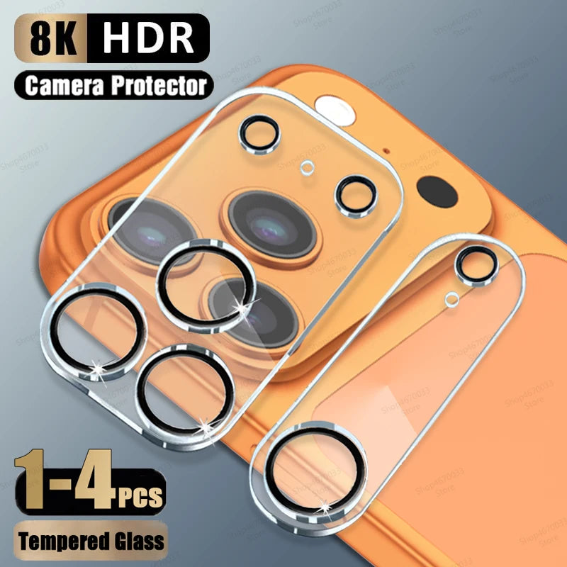 1-4PCS 8K Tempered Glass Camera Protector For iPhone 17 Pro Max Lens Film For iPhone 17 Air 17Pro Black Circle Protective Case